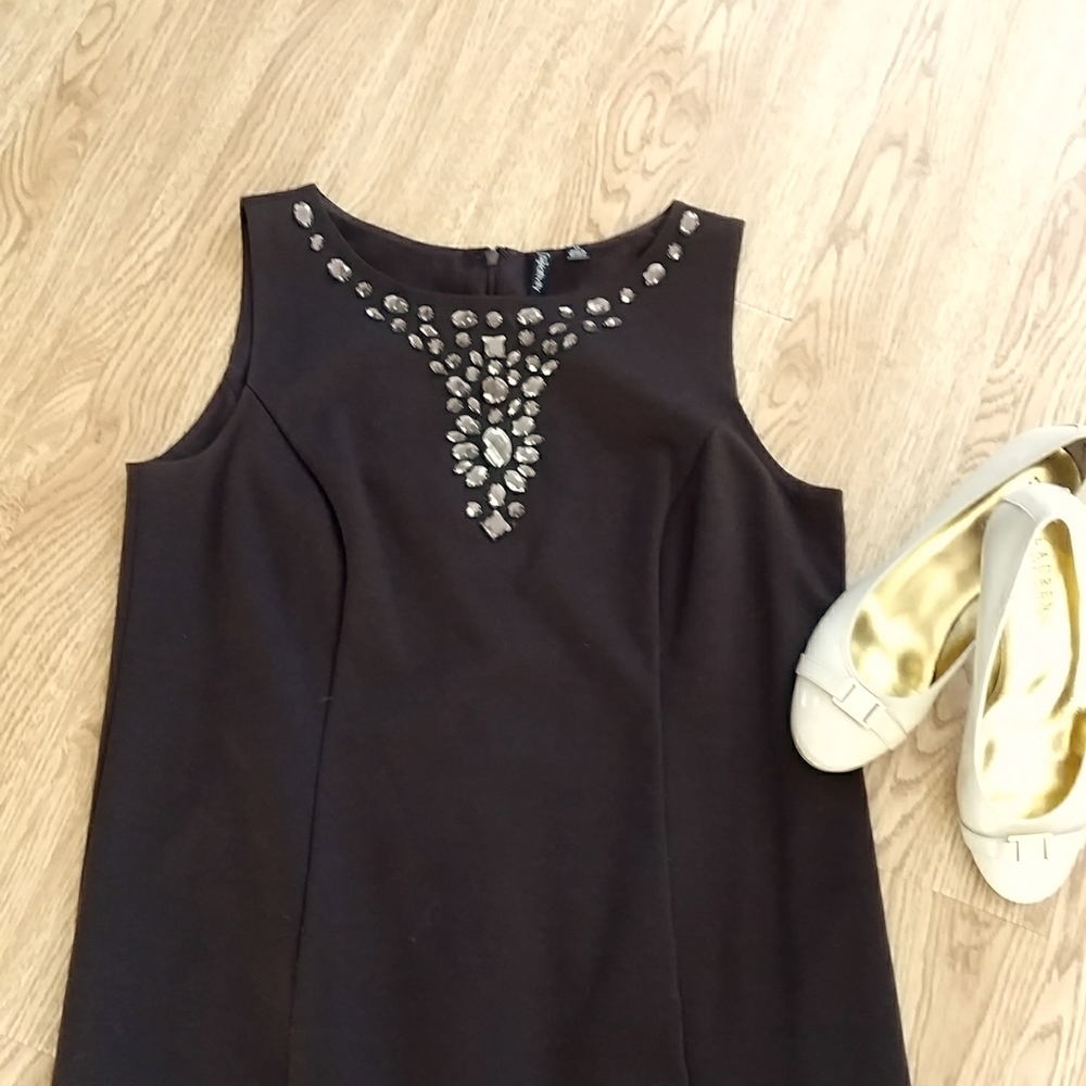 Sparkly Sleeveless Dress by Relativity - Dark Brown - 12 - Picture 5 of 15